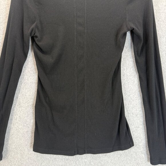 Sundays Anthropologie Shirt Womens Black Long Sleeve V-Neck Top Ribbed Size 1 - Picture 9 of 13